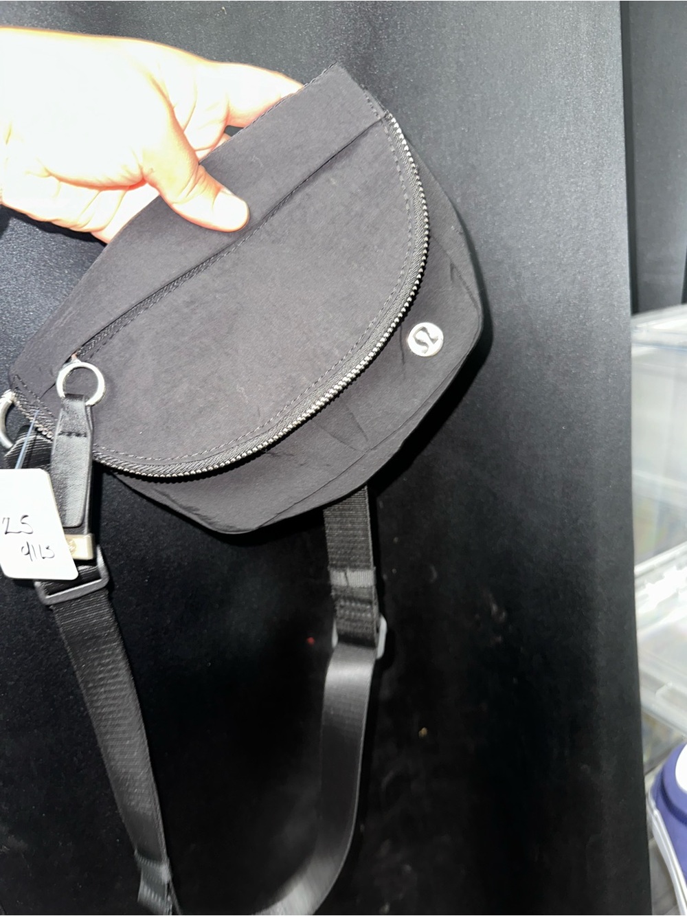 lululemon athletica Black Belt Bag with Silver Hardware